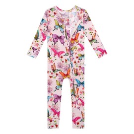 Posh Peanut Convertible Baby Sleepers - Footless Baby Pajamas with 2 Way Zipper for Easy Diaper Changes (0-3 Months) Watercolor Butterfly