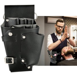 Multi-function Hairdressing Bag, Portable Large Capacity PU Leather Tool Pouch Bag with Waist Belt for Barber Comb Scissor Kits