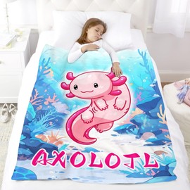 Axolotl Blankets & Throws - Axolotl Super Soft Lightweight Cozy Warm Throw Blanket for Couch, Bed & Sofa - Cute Ajolote Gifts for Girls/Boy Kids(40x50in)