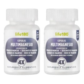 Dúo Pack De Multi Magnesio 4 Fuentes Life 180 Sin Sabor                                                                                               