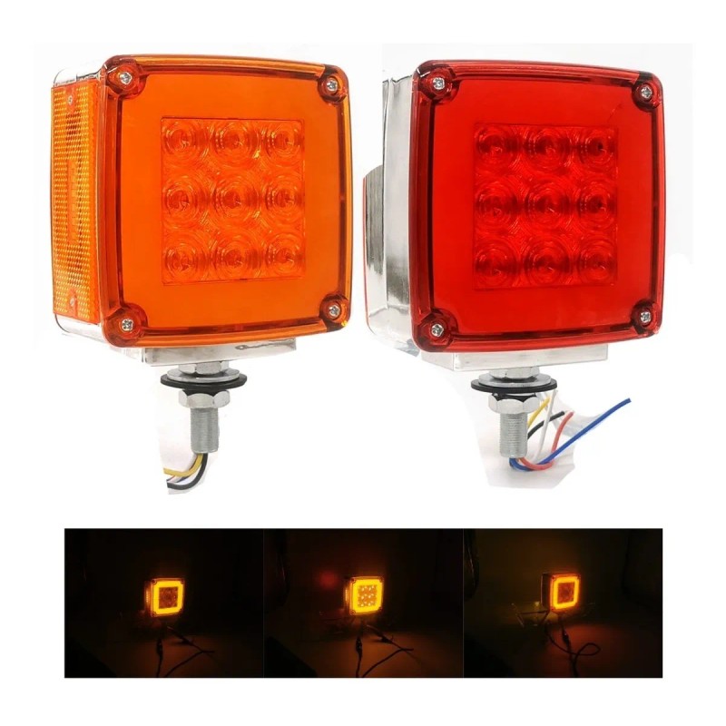 Par Plafon 24 Led Direccional Cuadrada Gel Estrobo 12-24v