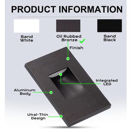 CLOUDY BAY 120V Dimmbale 5 Color LED Indoor Outdoor Step Light,2700K/3000K/3500K/4000K/5000K 3W 35lm,Stair Light,Oil Rubbed Bronze,6 Pack