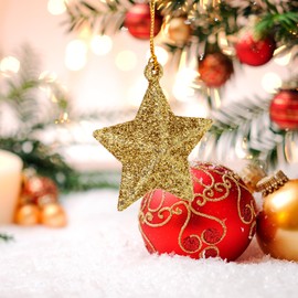 Alipis Glitter Star Ornament for Christmas Tree Star-Shaped Pendants 3D Mini Hanging Stars Five Pointed Star Decor 24pcs