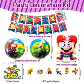 Wirhaut Partygeschirr Geburtstagsdeko 92 Stück Mar io Bros Geburtstag Party Supplies