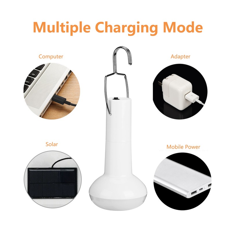 Solar Panel Powered Light Bulb Movable Charging Emergency Lamp for