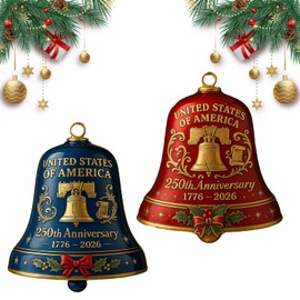 1776-2026 United States 250th Anniversary Bell Ornament, 2D Acrylic Material, Can Use On Christmas Trees, Garden, Terraces Or Cars, for Collectors and Patriotic (Red+Blue 2PCS)