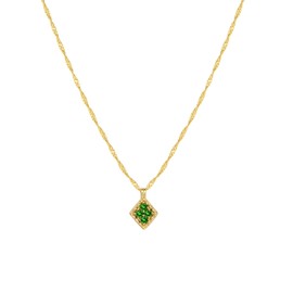 Gold Necklace Women Trendy 14K Gold Plated Emerald Pendant Necklaces Mothers Dainty Gold Necklace Diamond Cubic Zirconia Pendant Necklaces Gifts for Women Jewelry
