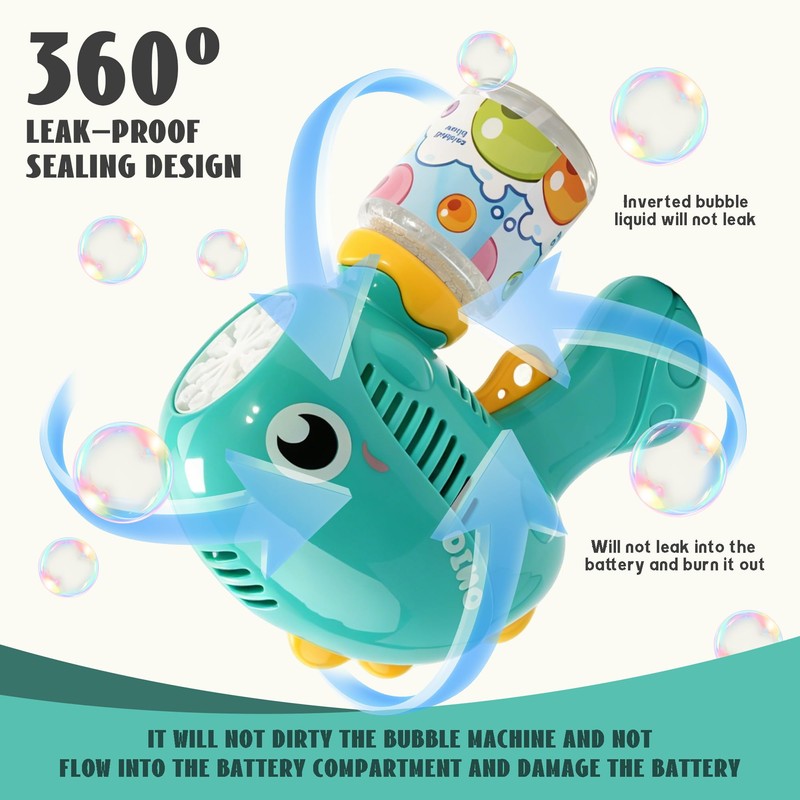 2 Pack Dinosaur Bubble Guns, Automatic Bubble Blower & 4