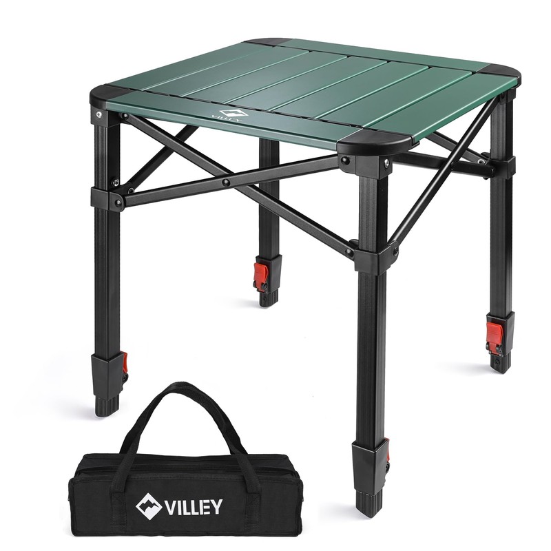 VILLEY Folding Camping Square Table with Carry Bag, Lightweight Aluminum
