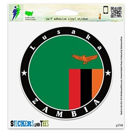 Zambia Lusaka Vinyl Car Bumper Window Sticker 2" x 2"