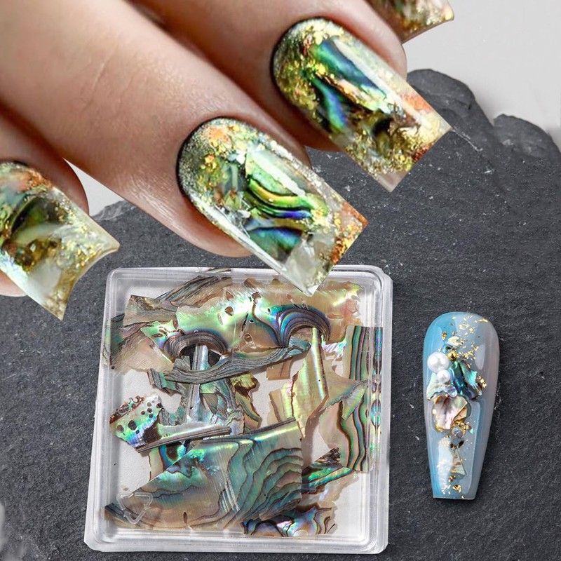 Abalone Nail Art Sequins 3D Irregular Natural Sea Shell Texture