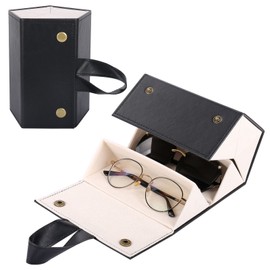 FEKIDO Sunglasses Organizer Case 5 Slots Travel Glasses box PU Leather Foldable Hanging Eyewear Holder for Storage & Display