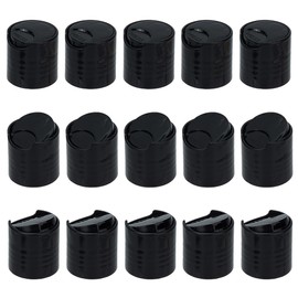 OLYCRAFT 50Pcs Black Plastic Disc Top Caps 22/410 Replacement Press Disk Caps for Bottle 22mm Inner Diameter Column Thread Cap for Plastic Bottles Cosmetic Bottles Refillable Bottle