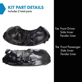 TRQ Front Inner Fender Liner Set Compatible with 2011 Ford F-150 FO1248155 FO1249138