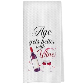 GCFET Wine Gifts Kitchen Towels - Funny Wine Gifts Decorative Waffle Dish Towels, Bar Tea Hand Towel, Funny Kitchen Decor, 16x24 Inch