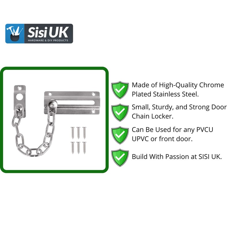 Door Security Chain Lock 85 x 35mm – Chrome Chain