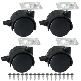 1” Small Furniture Wheels Set of 4 Plastic Nylon Casters with Brake Heavy-Duty Swivel Plate Castor Replacement Cart Wheels for Workbench Cabinet Table Shelves, Indoor Outdoor Universal Wheels Black