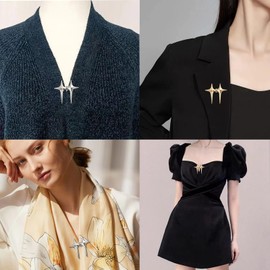 Qkari 4 Set Cute Cross Star Jean Buttons Pins，No Sew Adjustable Button Pins，Perfect Button Adjuster for Jeans, Pants, Skirts, Clothes. (Gold Silver Cross Star)