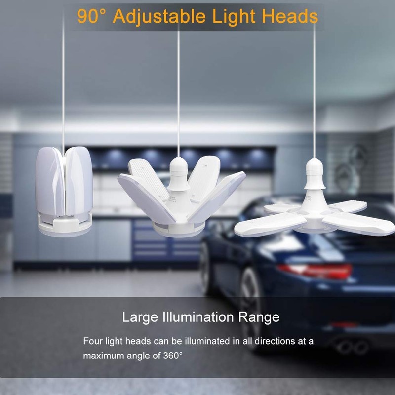 (4 Pack) LED Garage Lights, 60W Trilights Ceiling, High Low