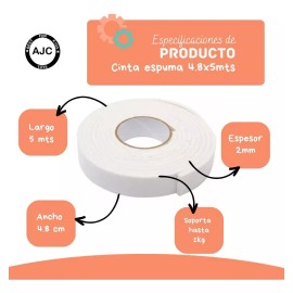 XOF Cinta De Espuma Montaje Doble Cara 5 Metros  4.8cm X 5m