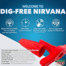 Sprinkler Head Removal Tool 4-in-1, Replace Your Sprinklers Without Digging in Under 2 Minutes, Most Brands Rainbird Toro Orbit Hunter K-Rain, Upgraded Tool Made in USA, Rust-Proof Sprinkler Shirt