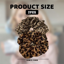 2 Stück Scrunchies Haargummi Damen,Hair Mit Leo Scrunchie Haargummis Haar Leopardenmuster Invisibobble Haarband Groß Dickes Gold Vintage Braun Leoparden Elastische Haarbänder für Afro Pferdeschwanz