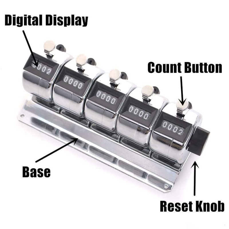 TOPTIE 5-Unit Desktop Tally Counter, Counter Clicker with Base, for