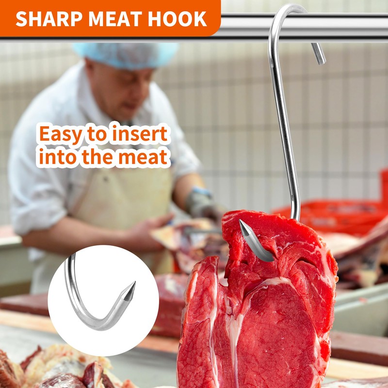 KEJJNYER 6 Pcs 10 inch Meat Hanging Hooks, 10 mm
