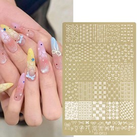 MOLILON Nail Stamp Set - Nail Press Molds, Scrapers & Bowknot Nail Art Stamp, French Tip Nail Stamping Template, Nail Stencils for DIY Manicure Art Accessories​