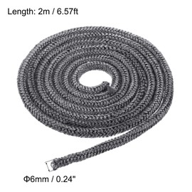 PATIKIL 6.57 ft x 1/4 inch fibreglass rope, round braided rope, high temperature stove seal for boiler, oven, cast, black