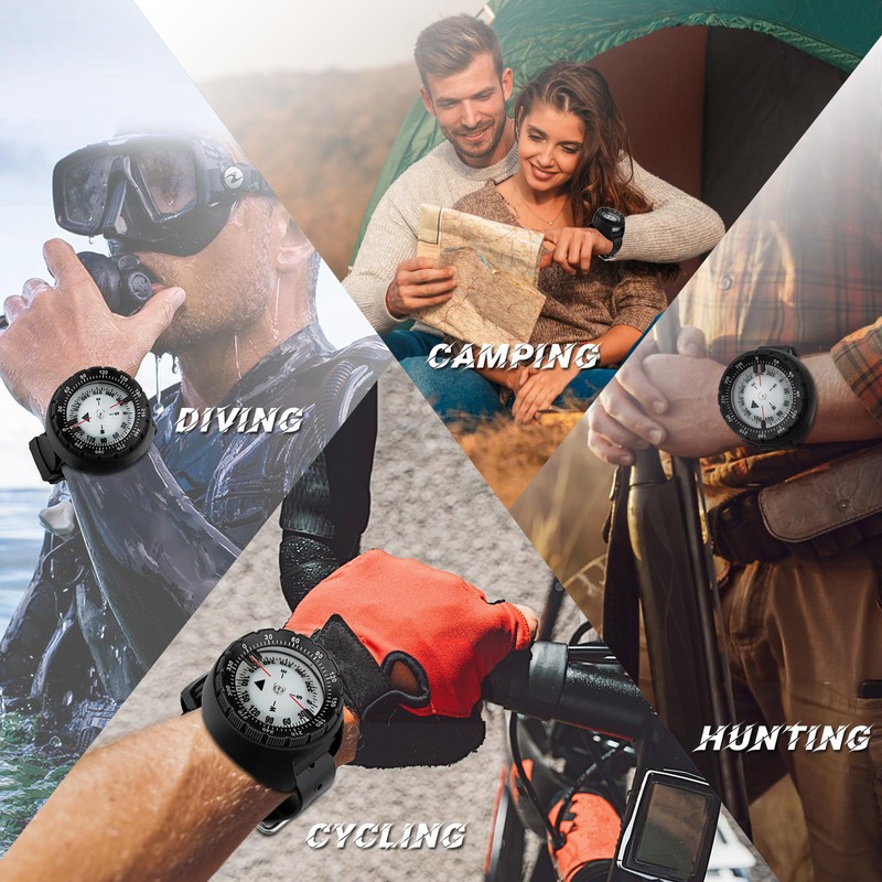 Scuba Compass, Professional Waterproof 5ATM Dive Wrist Compass with TPU
