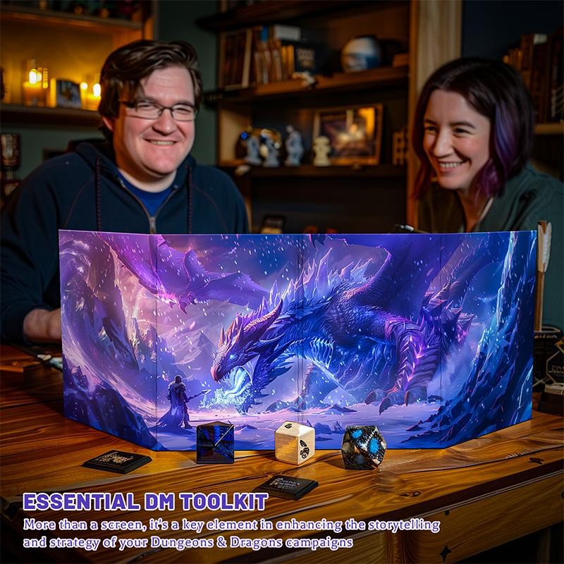 CZYY DM Screen 4-Panel Cardboard Game Master Screen with Erasable