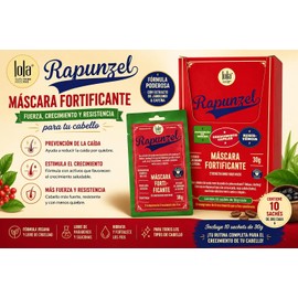 Caja de la mascarilla Lola Cosmetics Rapunzel de 30g con 10 sachets.