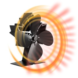 Fan for Fireplace Stove - Fireplace Fan Stove Fan - 4 Blades - Fireplace Tools for Wood Briquettes Firewood Briquettes Charcoal Pellets
