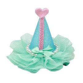 Adorable Aqua Pet Clip-On Grooming Accessory: Pretty Party Hat for Dogs, Puppies & Pets - 3" x 3"