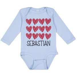 TATY Kids Hearts Sebastian Long Sleeve Baby Infant One Piece Bodysuit 6 Months Light Blue