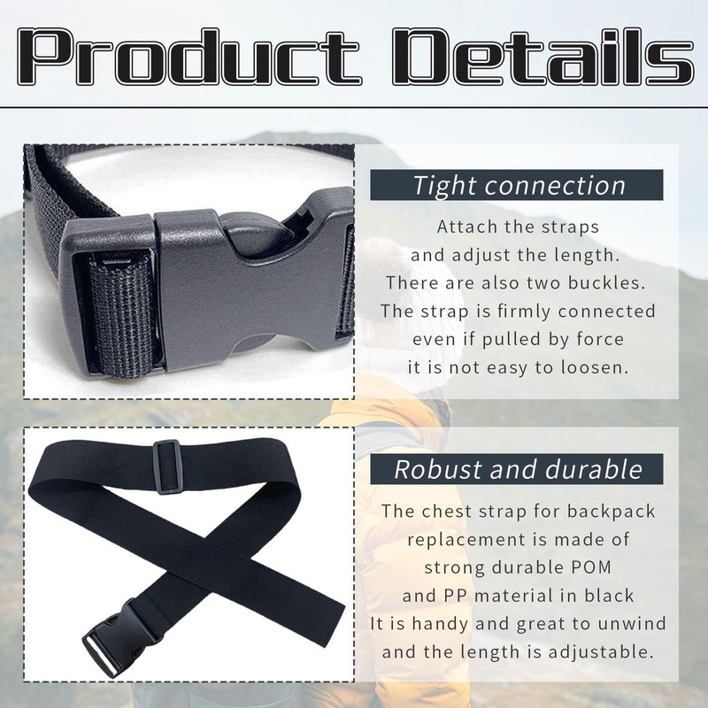 Pack of 3 Backpack Chest Straps Luggage Straps Adjustable Straps