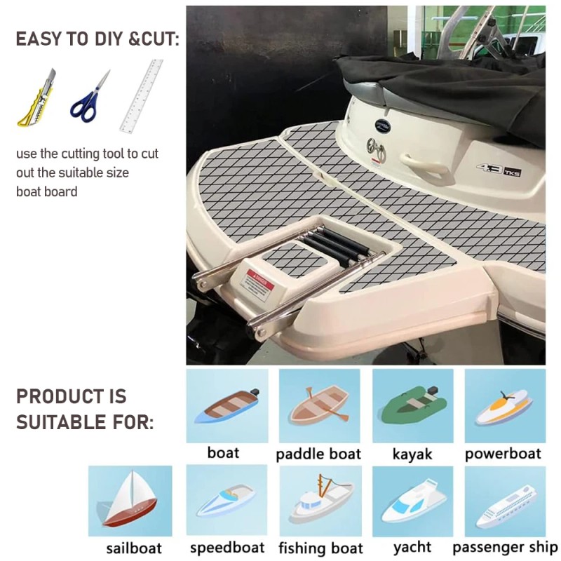 EvaSports 94.5" EVA Foam Boat Flooring Marine Floor Mat Cooler