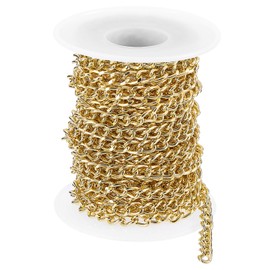 sourcing map 16.4Feet Aluminum Link Chain, Link Cable Chain Oval Plated Chain Bulk Craft Making Chain Roll for DIY, 7x5x1.3mm, Gold