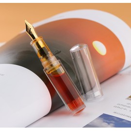 czxwyst Majohn Wancai II Mini Fountain Pen Pocket Travel Ink Pen (Fine Nib, Transparent)