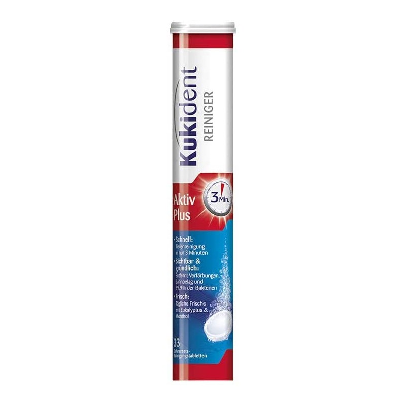 Kukident Active Plus denture cleaner, 3 x 33 tabs for