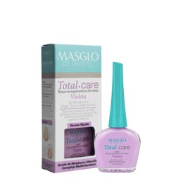 MASGLO ADVANCED BASE Total Care es una base recuperadora de uñas especialmente formulada para tratar las uñas dañadas por el uso excesivo de productos permanentes o agentes químicos. Secado rápido (Violeta)