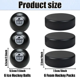 12 Black Soft Foam Hockey Balls, High-Visibility Low-Bounce Stress Balls Knee Hockey Pucks for Kids Indoor Hockey Practice Adult Floor Game, 2 Types