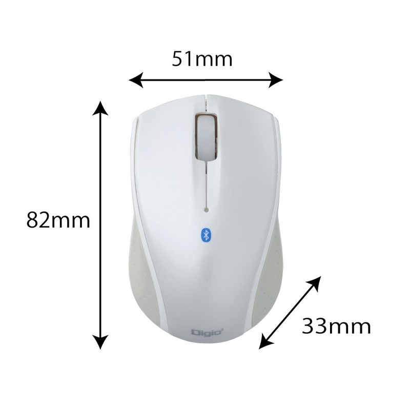 Digio2 MUS-BKT99W Bluetooth Mouse Blue LED Small White