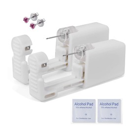 2 Pack 4mm Ear Piercing Kit with Cubic Zirconia Stud Earrings Ear Piercing Gun (Rose)