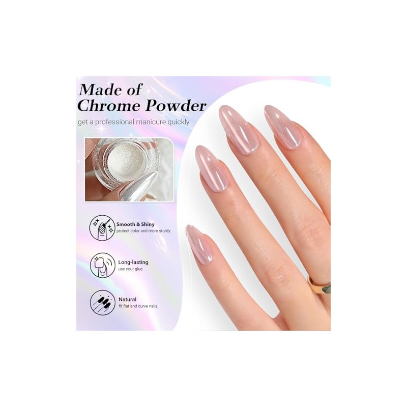 SXVME Uñas Postizas Almendradas con Glaseado Verde Donut, Uñas Postizas