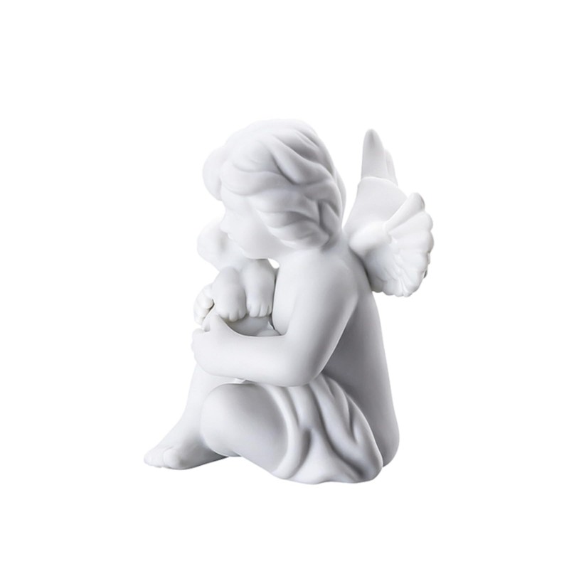 Angel Small White Matt Angel with Rabbit