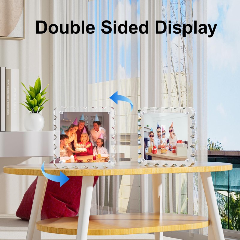 HELPLEX Acrylic Picture Frames 3x3, 3 Pack Clear Magnetic Lucite