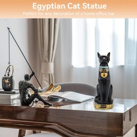 HERCHR Egyptian Cat Resin Statue Handmade Cat Sculpture Decoration, Egyptian Decorative Zen Cat Statue Decorative Cat Garden For Home Room Garden Ornament Exquisite Decor
