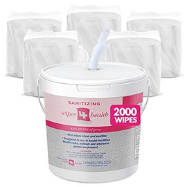 Bulk Sanitizing Wipes Bucket Refill (400 Count) - 5 Refill Rolls (2000 Sheets)